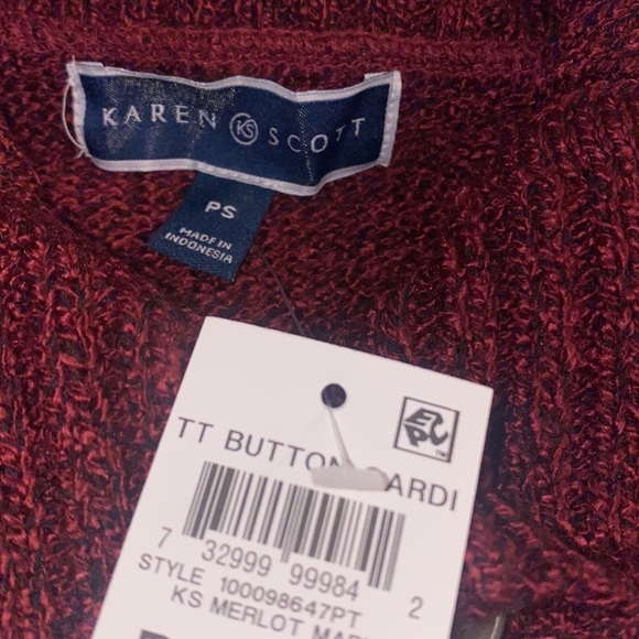 Karen Scott Petite‎ Button-Front Marled Cardigan - Picture 6 of 7